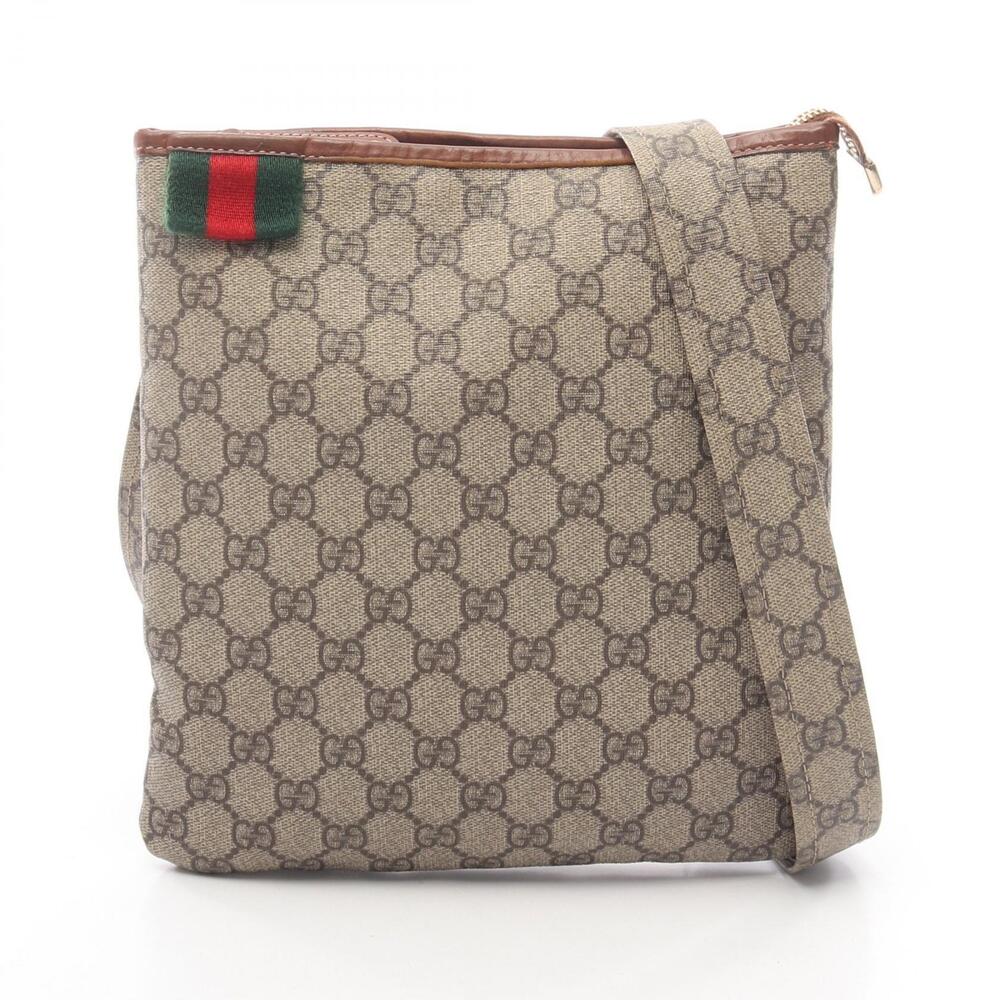 Gucci GG Supreme Sherry Shoulder Bag Canvas Leather Beige Cream Brown